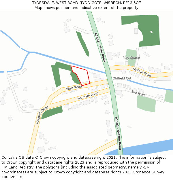 TYDESDALE, WEST ROAD, TYDD GOTE, WISBECH, PE13 5QE: Location map and indicative extent of plot