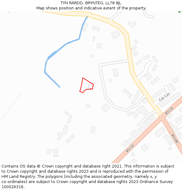 TYN RARDD, BRYNTEG, LL78 8JL: Location map and indicative extent of plot