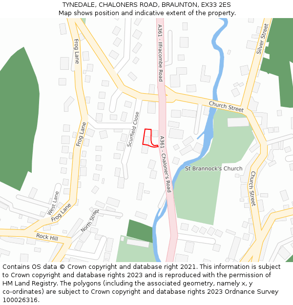 TYNEDALE, CHALONERS ROAD, BRAUNTON, EX33 2ES: Location map and indicative extent of plot