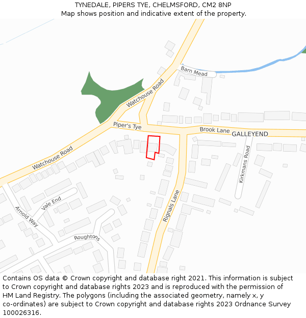 TYNEDALE, PIPERS TYE, CHELMSFORD, CM2 8NP: Location map and indicative extent of plot