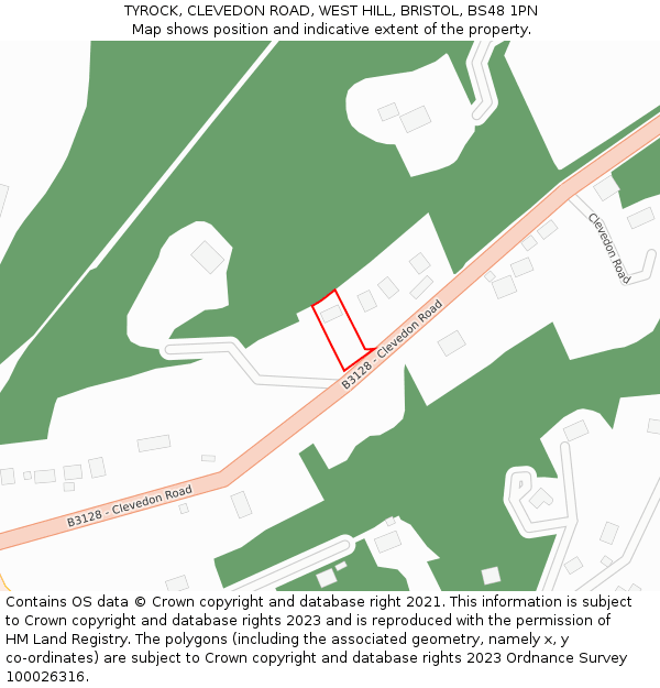 TYROCK, CLEVEDON ROAD, WEST HILL, BRISTOL, BS48 1PN: Location map and indicative extent of plot