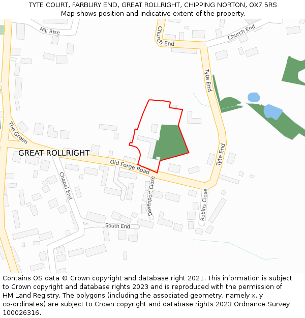 TYTE COURT, FARBURY END, GREAT ROLLRIGHT, CHIPPING NORTON, OX7 5RS: Location map and indicative extent of plot