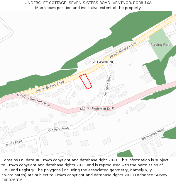 UNDERCLIFF COTTAGE, SEVEN SISTERS ROAD, VENTNOR, PO38 1XA: Location map and indicative extent of plot