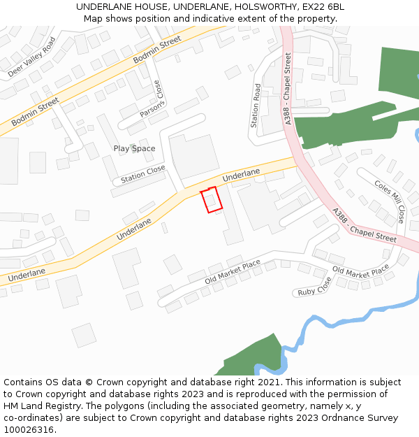 UNDERLANE HOUSE, UNDERLANE, HOLSWORTHY, EX22 6BL: Location map and indicative extent of plot