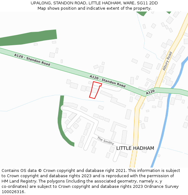 UPALONG, STANDON ROAD, LITTLE HADHAM, WARE, SG11 2DD: Location map and indicative extent of plot