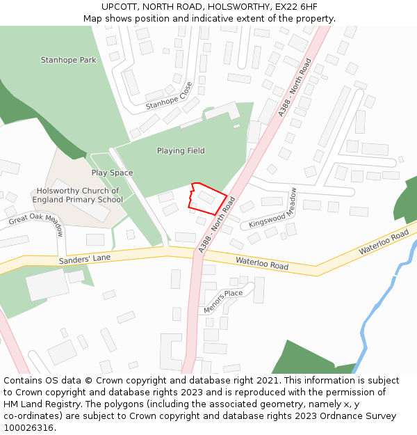 UPCOTT, NORTH ROAD, HOLSWORTHY, EX22 6HF: Location map and indicative extent of plot