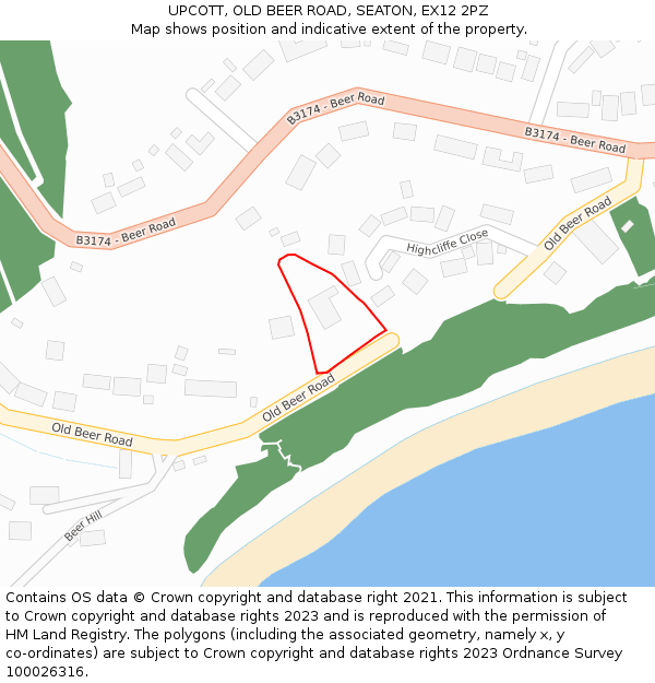 UPCOTT, OLD BEER ROAD, SEATON, EX12 2PZ: Location map and indicative extent of plot