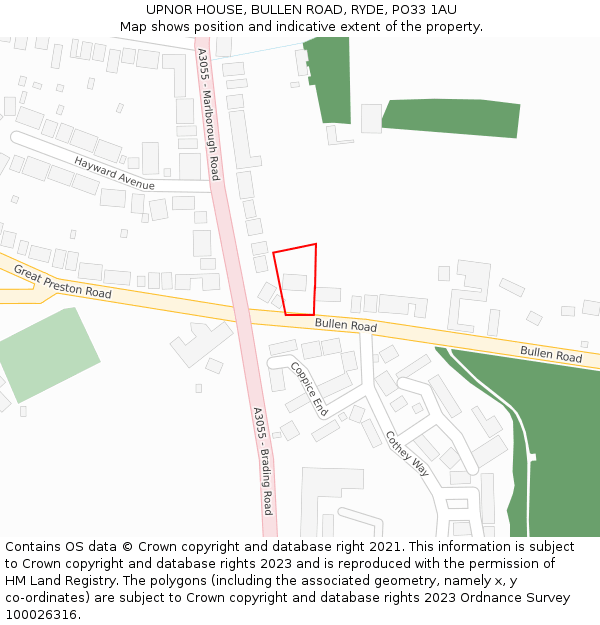 UPNOR HOUSE, BULLEN ROAD, RYDE, PO33 1AU: Location map and indicative extent of plot