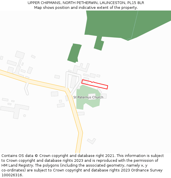 UPPER CHIPMANS, NORTH PETHERWIN, LAUNCESTON, PL15 8LR: Location map and indicative extent of plot