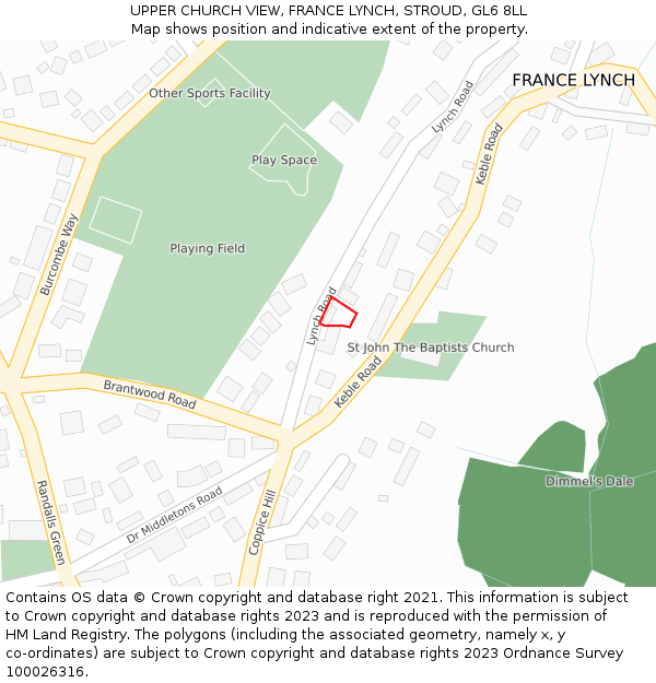 UPPER CHURCH VIEW, FRANCE LYNCH, STROUD, GL6 8LL: Location map and indicative extent of plot