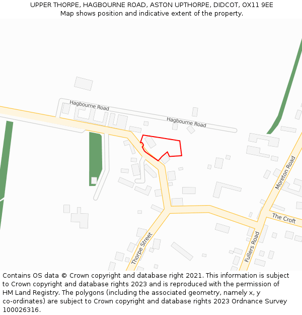 UPPER THORPE, HAGBOURNE ROAD, ASTON UPTHORPE, DIDCOT, OX11 9EE: Location map and indicative extent of plot