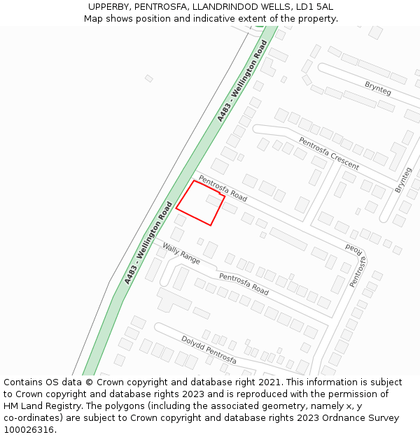 UPPERBY, PENTROSFA, LLANDRINDOD WELLS, LD1 5AL: Location map and indicative extent of plot