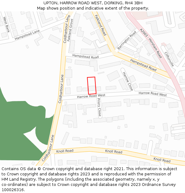 UPTON, HARROW ROAD WEST, DORKING, RH4 3BH: Location map and indicative extent of plot