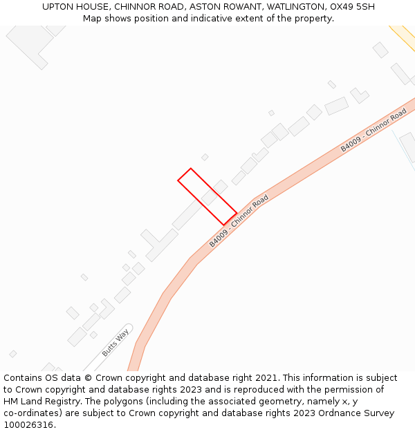 UPTON HOUSE, CHINNOR ROAD, ASTON ROWANT, WATLINGTON, OX49 5SH: Location map and indicative extent of plot