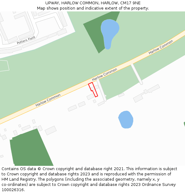 UPWAY, HARLOW COMMON, HARLOW, CM17 9NE: Location map and indicative extent of plot