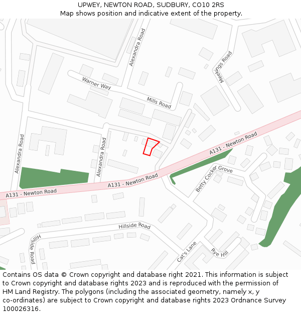 UPWEY, NEWTON ROAD, SUDBURY, CO10 2RS: Location map and indicative extent of plot