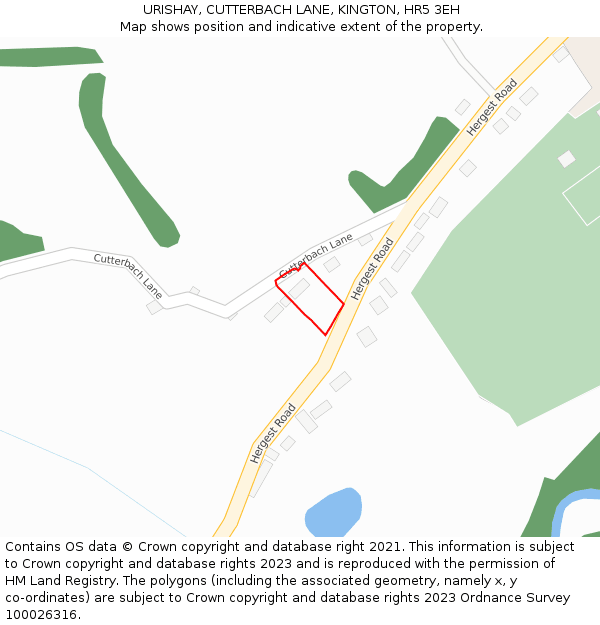 URISHAY, CUTTERBACH LANE, KINGTON, HR5 3EH: Location map and indicative extent of plot