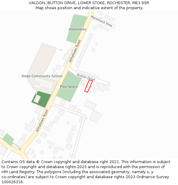 VALDON, BUTTON DRIVE, LOWER STOKE, ROCHESTER, ME3 9SR: Location map and indicative extent of plot