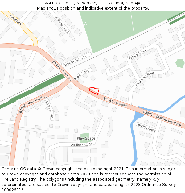 VALE COTTAGE, NEWBURY, GILLINGHAM, SP8 4JX: Location map and indicative extent of plot