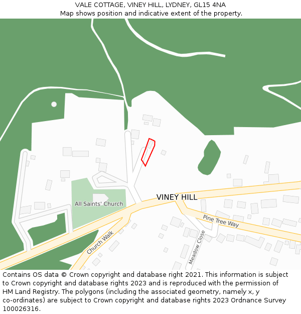 VALE COTTAGE, VINEY HILL, LYDNEY, GL15 4NA: Location map and indicative extent of plot