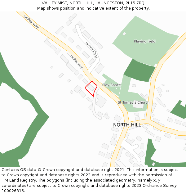 VALLEY MIST, NORTH HILL, LAUNCESTON, PL15 7PQ: Location map and indicative extent of plot