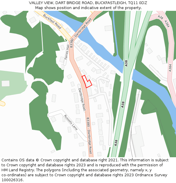 VALLEY VIEW, DART BRIDGE ROAD, BUCKFASTLEIGH, TQ11 0DZ: Location map and indicative extent of plot