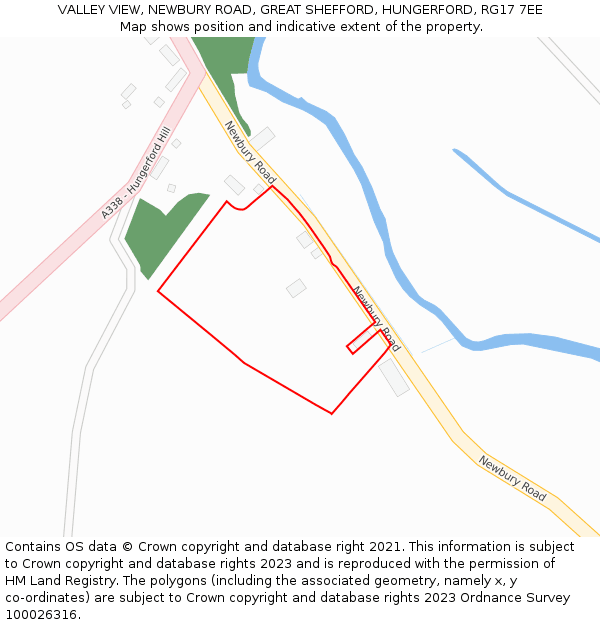 VALLEY VIEW, NEWBURY ROAD, GREAT SHEFFORD, HUNGERFORD, RG17 7EE: Location map and indicative extent of plot