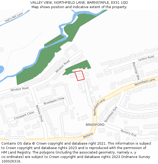 VALLEY VIEW, NORTHFIELD LANE, BARNSTAPLE, EX31 1QD: Location map and indicative extent of plot