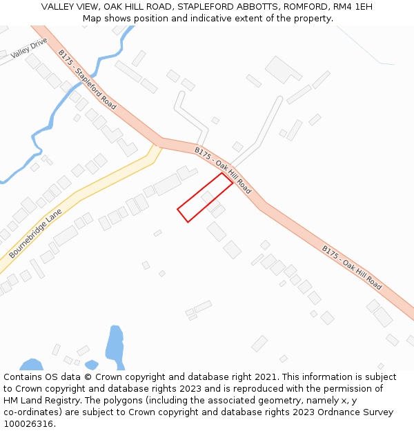 VALLEY VIEW, OAK HILL ROAD, STAPLEFORD ABBOTTS, ROMFORD, RM4 1EH: Location map and indicative extent of plot