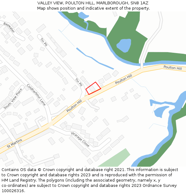 VALLEY VIEW, POULTON HILL, MARLBOROUGH, SN8 1AZ: Location map and indicative extent of plot