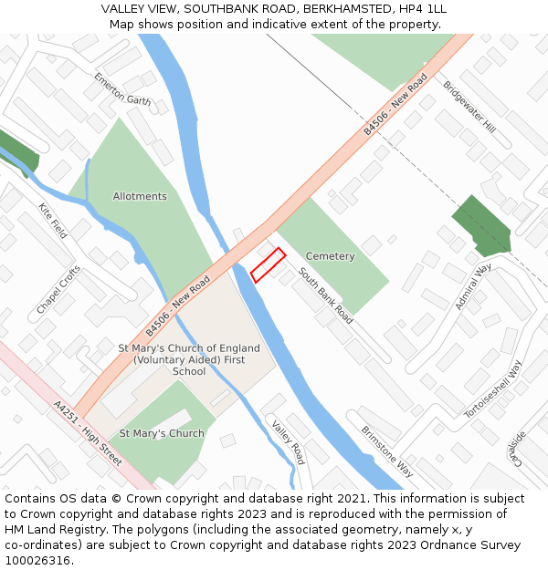 VALLEY VIEW, SOUTHBANK ROAD, BERKHAMSTED, HP4 1LL: Location map and indicative extent of plot