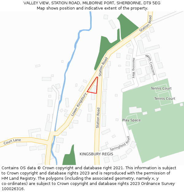 VALLEY VIEW, STATION ROAD, MILBORNE PORT, SHERBORNE, DT9 5EG: Location map and indicative extent of plot