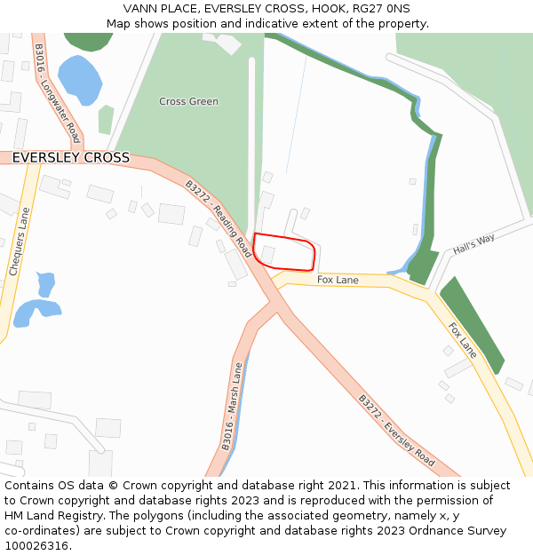 VANN PLACE, EVERSLEY CROSS, HOOK, RG27 0NS: Location map and indicative extent of plot