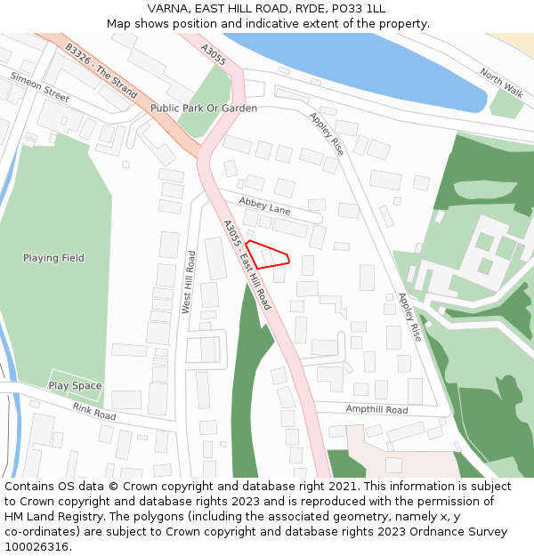 VARNA, EAST HILL ROAD, RYDE, PO33 1LL: Location map and indicative extent of plot