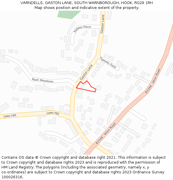 VARNDELLS, GASTON LANE, SOUTH WARNBOROUGH, HOOK, RG29 1RH: Location map and indicative extent of plot