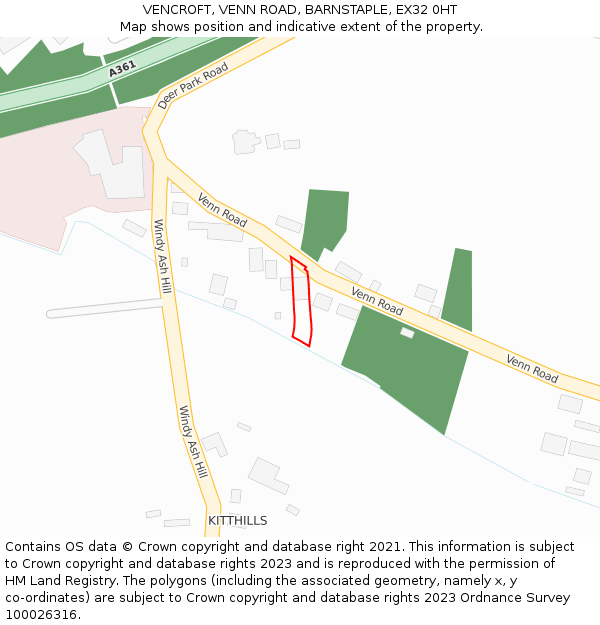 VENCROFT, VENN ROAD, BARNSTAPLE, EX32 0HT: Location map and indicative extent of plot