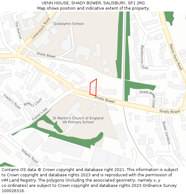 VENN HOUSE, SHADY BOWER, SALISBURY, SP1 2RG: Location map and indicative extent of plot