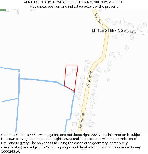 VENTURE, STATION ROAD, LITTLE STEEPING, SPILSBY, PE23 5BH: Location map and indicative extent of plot