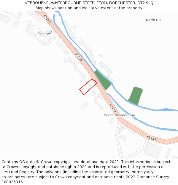 VERBOURNE, WINTERBOURNE STEEPLETON, DORCHESTER, DT2 9LQ: Location map and indicative extent of plot