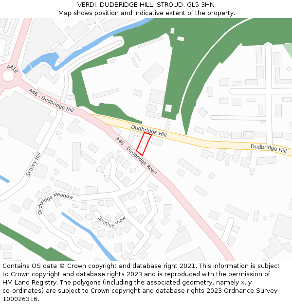 VERDI, DUDBRIDGE HILL, STROUD, GL5 3HN: Location map and indicative extent of plot