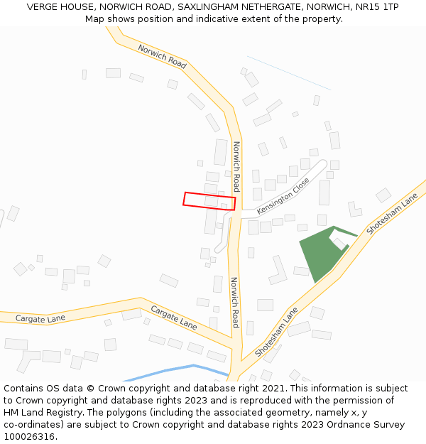 VERGE HOUSE, NORWICH ROAD, SAXLINGHAM NETHERGATE, NORWICH, NR15 1TP: Location map and indicative extent of plot