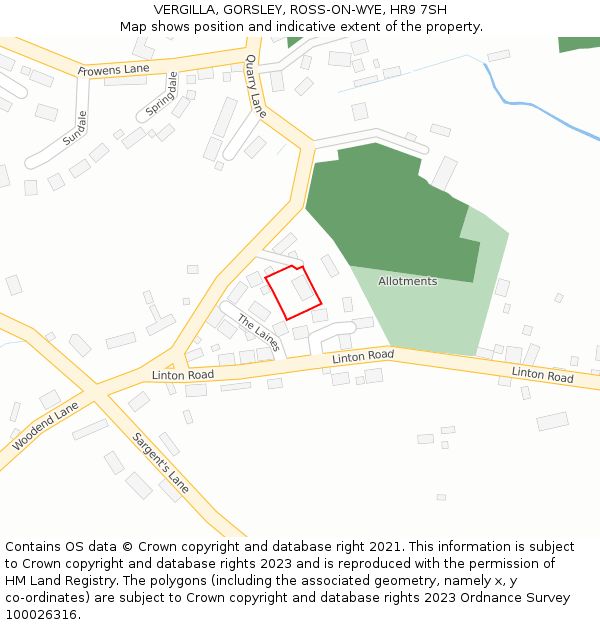 VERGILLA, GORSLEY, ROSS-ON-WYE, HR9 7SH: Location map and indicative extent of plot