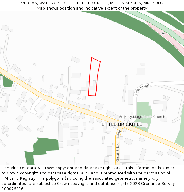 VERITAS, WATLING STREET, LITTLE BRICKHILL, MILTON KEYNES, MK17 9LU: Location map and indicative extent of plot