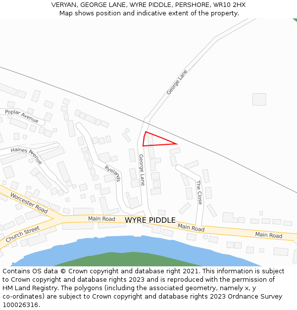 VERYAN, GEORGE LANE, WYRE PIDDLE, PERSHORE, WR10 2HX: Location map and indicative extent of plot