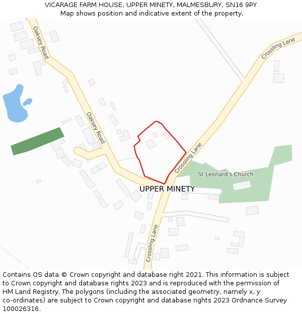 VICARAGE FARM HOUSE, UPPER MINETY, MALMESBURY, SN16 9PY: Location map and indicative extent of plot