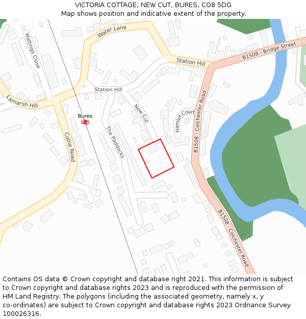 VICTORIA COTTAGE, NEW CUT, BURES, CO8 5DG: Location map and indicative extent of plot