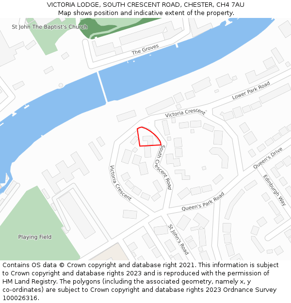 VICTORIA LODGE, SOUTH CRESCENT ROAD, CHESTER, CH4 7AU: Location map and indicative extent of plot
