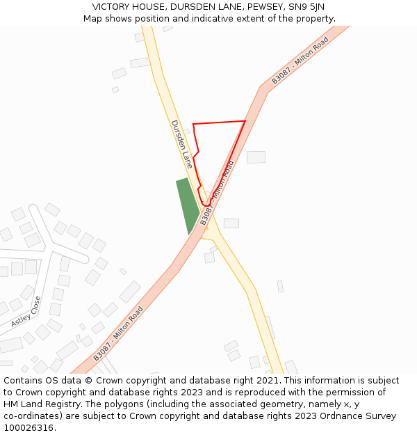 VICTORY HOUSE, DURSDEN LANE, PEWSEY, SN9 5JN: Location map and indicative extent of plot