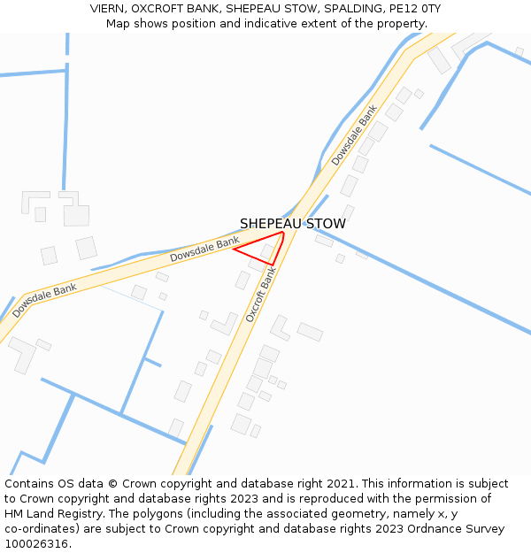 VIERN, OXCROFT BANK, SHEPEAU STOW, SPALDING, PE12 0TY: Location map and indicative extent of plot