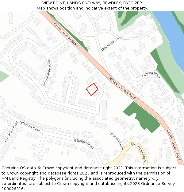 VIEW POINT, LANDS END WAY, BEWDLEY, DY12 2RP: Location map and indicative extent of plot